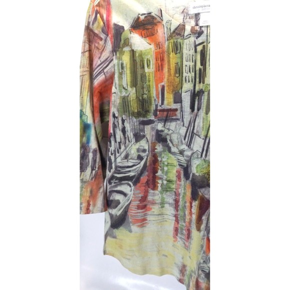 Christopher & Banks 3/4 Sleeve Tee Small Watercolor Italian Scene Graphic Print - Picture 4 of 9